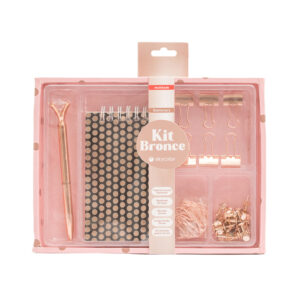 SET SKYCOLOR BRONCE LAPICERA PUNTA DIAMANTE + NOTEBOOK + BROCHES CLIPS 28MM + BINDER 19MM + CHINCHES