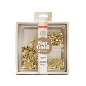 SET SKYCOLOR GOLD 3X1 CHINCHES GALERA + BROCHES CLIPS 28MM + BROCHES BINDER 19MM