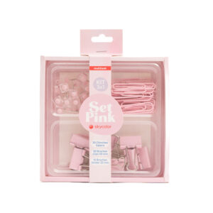 SET SKYCOLOR PINK 3X1 CHINCHES + BROCHES CLIPS 50MM + BROCHES BINDER 25MM