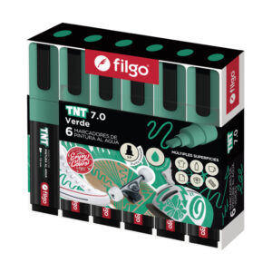 MARCADOR FILGO TNT PINTURA AL AGUA VERDE X6U C/U PUNTA BISELADA (TNTM70-E6-004)