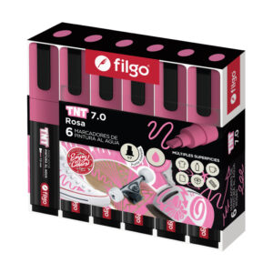 MARCADOR FILGO TNT PINTURA AL AGUA ROSA X6U C/U PUNTA BISELADA (TNTM70-E6-009)