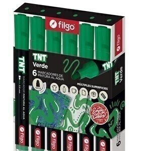 MARCADOR FILGO PINTURA AL AGUA TNT X6U C/U TRAZO MEDIO VERDE 3.0  (TNTM30-C6)