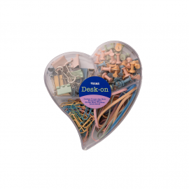 SET DE OFICINA TRAMA 4 EN 1 CORAZON PASTEL MULTICOLOR