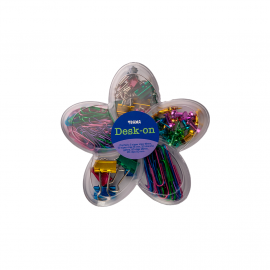 SET DE OFICINA TRAMA 5 EN 1 FLOR METALIZADO MULTICOLOR