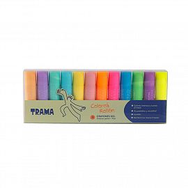 LAPICES DE CERA GEL TRAMA ROLLON X 12 COLORES PASTEL Y FLUO