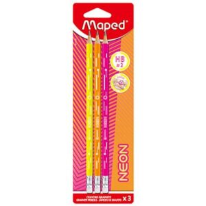 LAPIZ MAPED GRAFITO NEON C/GOMA BLISTER X3U (853710)
