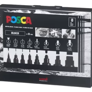 MARCADOR POSCA BLACK PUNTAS MIXTAS ESTUCHE X8U.