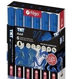 MARCADOR FILGO PINTURA AL AGUA TNT X6U C/U TRAZO MEDIO AZUL 3.0 (TNTM30-C6)