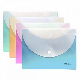 SOBRE TRAMA A4 C/BOTON BICOLOR PASTEL SURTIDOS