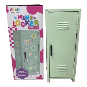 MINI LOCKER KIRUKI METALICO VERDE+ PLANCHA DE STICKERS Y CANDADO  (190001)
