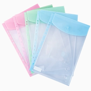 SOBRE PLASTICO C/BOTON P/ CARPETA N3 SURTIDOS 6PCS (76817)