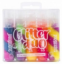 ADHESIVO SUPRABOND GLITTER DUO X 23G 5U. V/COLORES (SBD GL 5 23 D)