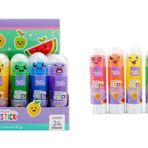 ADHESIVOS EN BARRA CON GLITTER Y AROMA MULTIPAPER 15GR X24U C/U (26-30)