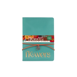 CUADERNO TAPA CUERINA 80HJS FLOWERS AQUA (115162)