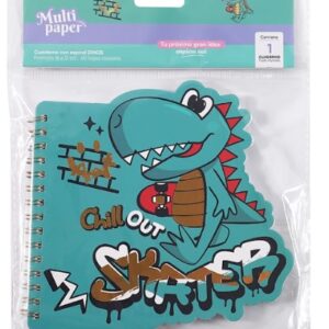 LIBRETA CON ESPIRAL MULTIPAPER DINO 13X13.5 CM 60HJS (26-57)
