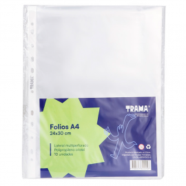 FOLIO TRAMA A4 POLIPROPILENO X 10 UNID (50 MIC)