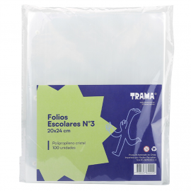 FOLIO TRAMA ESCOLAR POLIPROPILENO X 100 UNID (50 MIC)