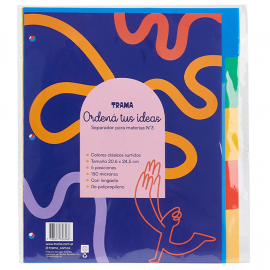 SEPARADOR P/MATERIAS Nº 3 TRAMA PP C/LENGUETA COLORES CLASICOS