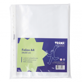 FOLIO TRAMA A4 POLIPROPILENO X 100 UNID (50 MIC)