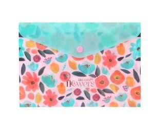 SOBRE PLASTICO IBI CRFT A5 C/BOTON FLOWERS (76796)