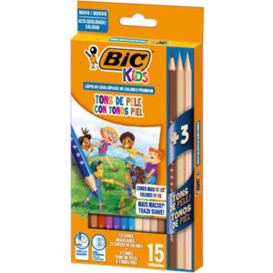 LAPICES DE COLOR BIC KIDS X12U + 3 TONOS PIEL (301088)