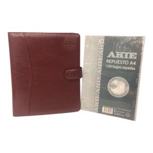 ANOTADOR / CARPETA PLASTICA AESIR A5 CON BROCHE V/COLORES CON REPUESTO DE 100 HOJAS LISAS