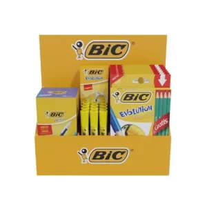 EXHIBIDOR BIC - BOLIGRAFO OPACO + GRAFITO + LAPICES DE COLORES+ RESALTADORES (936955)