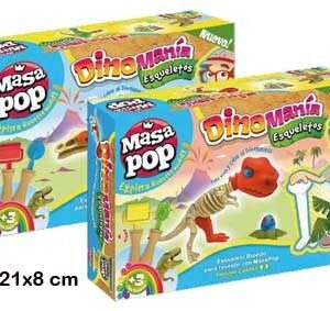MASA POP CHIKYTOYS DINOMANIA ESQUELETO 2 POTES + 1 ESQUELETO + 2 HERRAMIENTAS (4005)