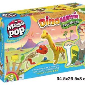 MASA POP CHIKYTOYS DINOMANIA CAJA GRANDE 3 MASAS + 2 ESQUELETOS + 3 HERRAMIENTAS (4007)