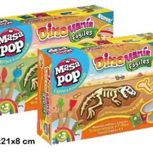 MASA POP CHIKYTOYS DINOMANIA FÓSILES T-REX + TRICERATOPS + 2 POTES (4003)