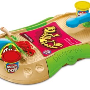 TABLERO MULTIJUEGOS CHIKYTOYS DINOPARQUE 4 POTES + 3 HERRAMIENTAS + 2 TARJETONES + 2 REGLAS P/MOLDEAR + 8 MOLDES PREHISTORICOS + 1 ESQUELETO(4008)
