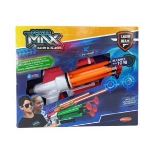 SUPER PISTOLA LANZA 4 CARGAS A REPETICION CON MIRA LASER + BLANCO PARA ENTRENAR CHIKYTOYS (3001)