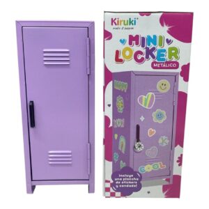 MINI LOCKER KIRUKI METALICO LILA+ PLANCHA DE STICKERS Y CANDADO (190001)