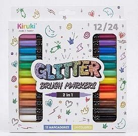 MARCADORES KIRUKI DOBLE PUNTA GLITTER BRUSH X12U (700023)