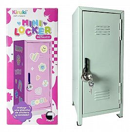 MINI LOCKER KIRUKI METALICO AQUA + PLANCHA DE STICKERS Y CANDADO (190001)
