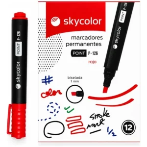 MARCADOR SKYCOLOR POINT P-126 PERMANENTE PTA BISELADA ROJO