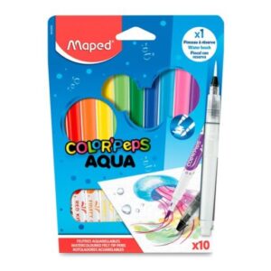 MARCADORES ACUARELABLES MAPED AQUA X10U + PINCEL C/RESERVA DE AGUA (844300)