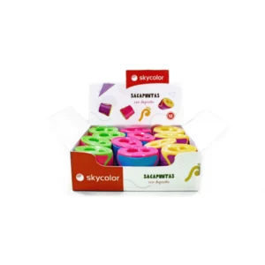 SACAPUNTAS SKYCOLOR PLASTICO C/DEPOSITO PVC x 12 unid DOBLE PUNTA