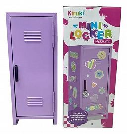 MINI LOCKER KIRUKI METALICO LILA + PLANCHA DE STICKERS Y CANDADO  (190001)