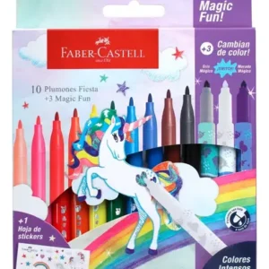 MARCADOR FABER CASTELL FIESTA UNICORNIO X 10 COLORES + 3 MAGICOS (555381)