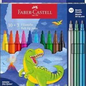 MARCADOR FABER CASTELL FIESTA DINOSAURIO X 10 COLORES + 3 MAGICOS (555382)